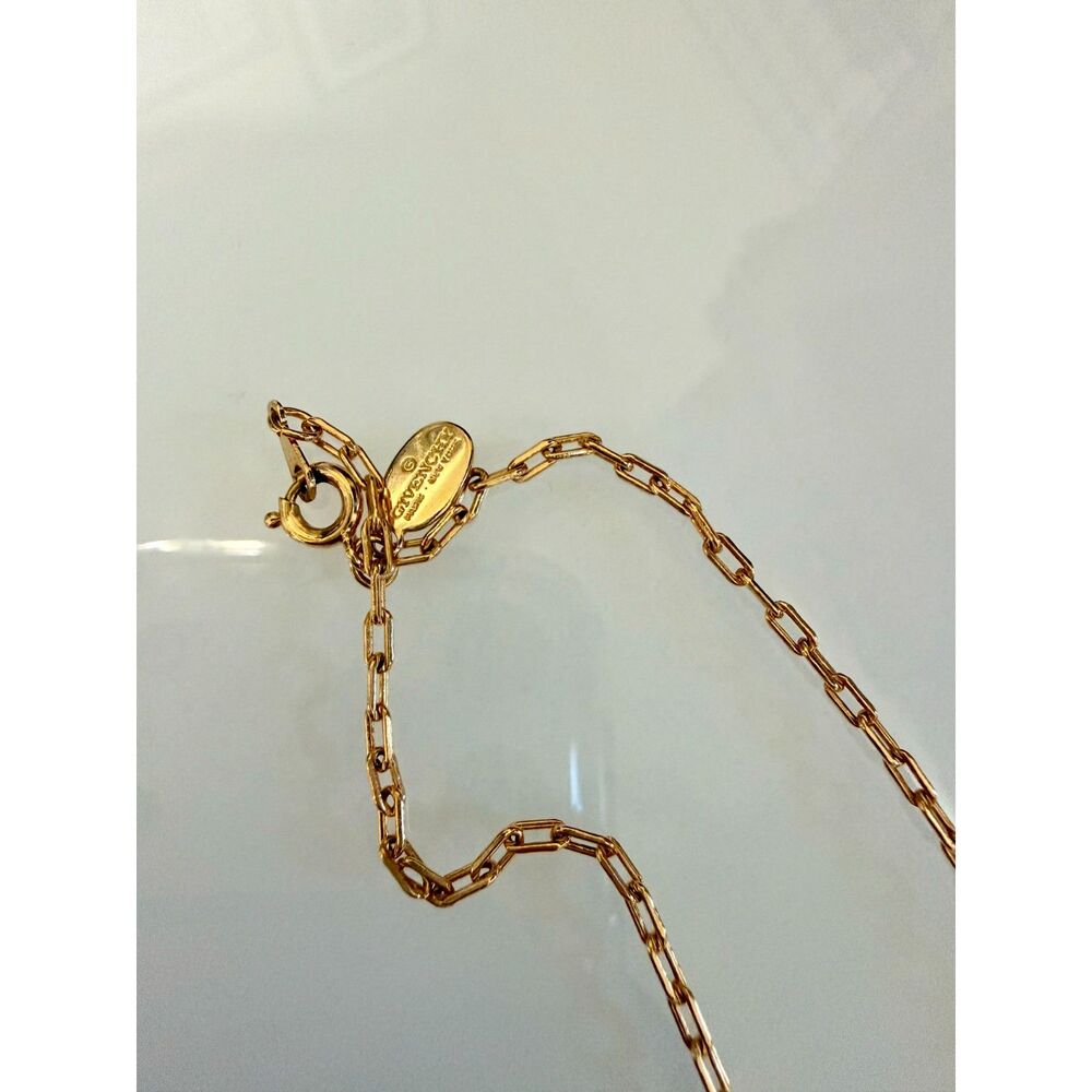 Vintage 1977 Givenchy GG Gold Tone Blue Enamel Pendant Necklace - Picture 5 of 5